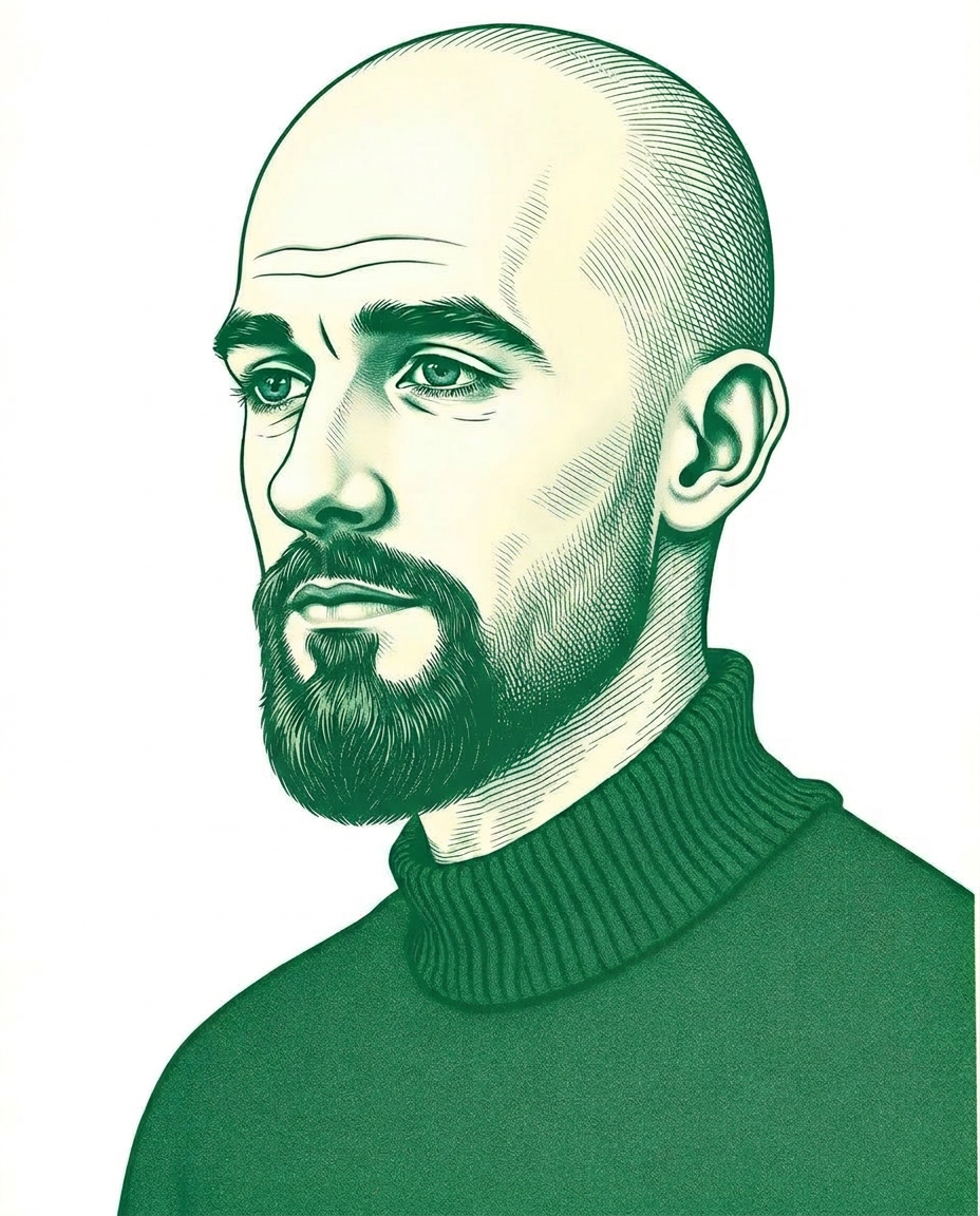 Editorial portrait illustration of Stefan, founder of NOVI